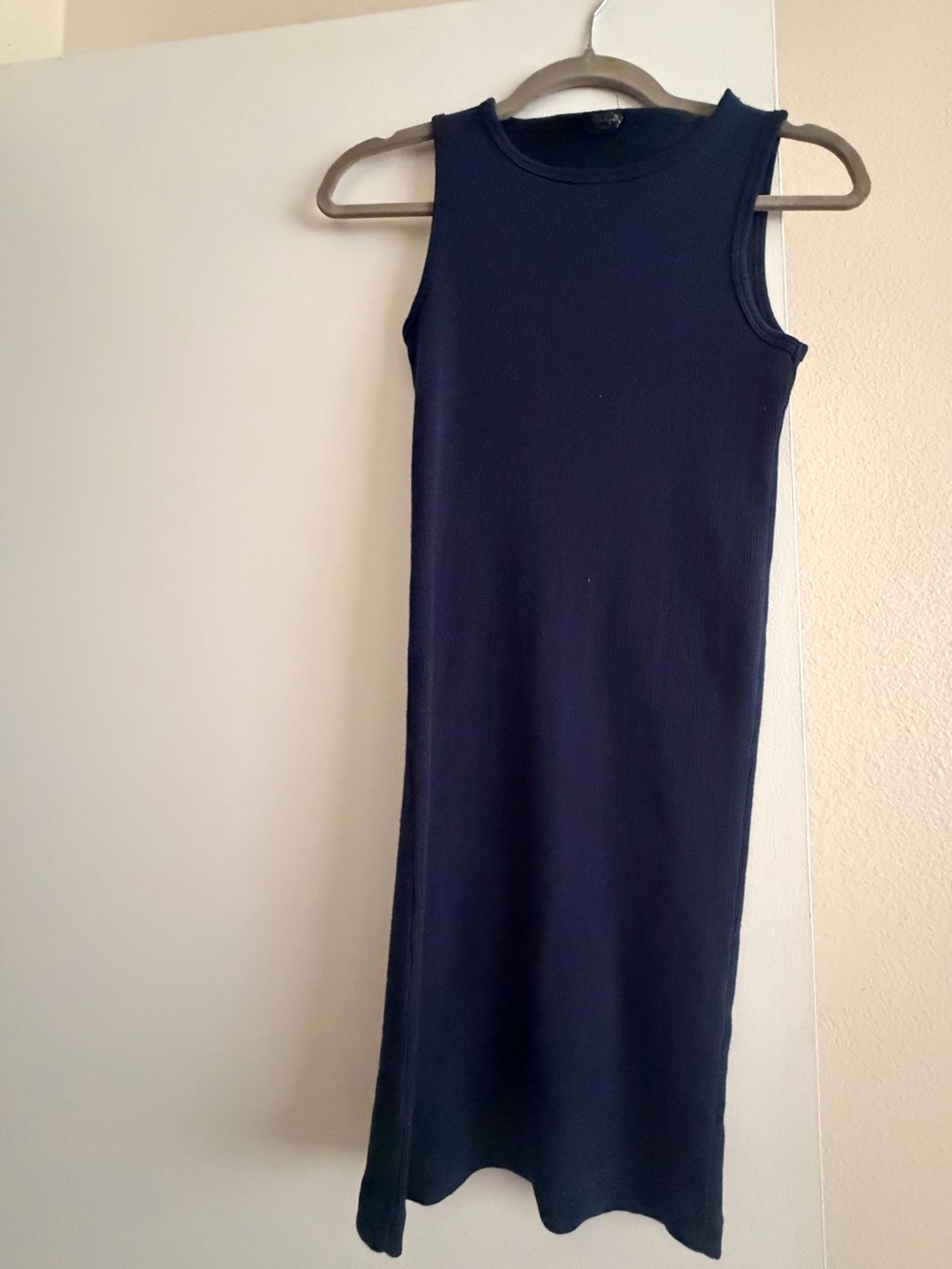 Sleeveless Navy Midi Dress - Classic Ribbed Design JOHN GALT
